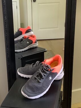Champion Charcoal and Bright Coral fabric Tennis shoes